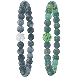 Armband Set FIRETTI "Multipack Schmuck Geschenk Armschmuck Armketten Edelstein", weiß (grau, grün, kristallweiß, hellgrün, grau, grün, kristallweiß, hellgrün), Armbänder, Damen, Stein, mit Edelsteinen