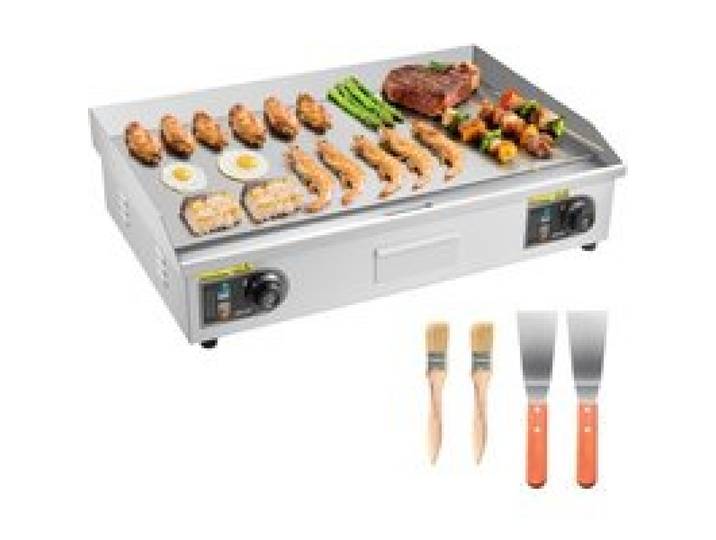 VEVOR Gewerbliche Elektrische Grillplatte 4400 W, Tischgrillplatte 725x400 mm Grillfläche, 50–300 °C Elektrogrill mit 2 Spateln & 2 Bürsten & 4 Fußpolstern, für Steaks Pfannkuchen Pizza, Ohne Stecker