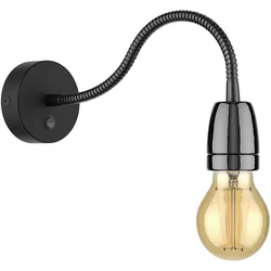 ledscom.de Wandleuchte POZ, Schwanenhals, Schalter, Porzellan, Stahl, schwarz glänzend, inkl. E27 3-Stufen LED Lampe max. 778lm extra-warmweiß
