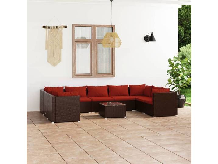 Ensemble salon de jardin avec coussins en poly rotin Salon en poly rotin
