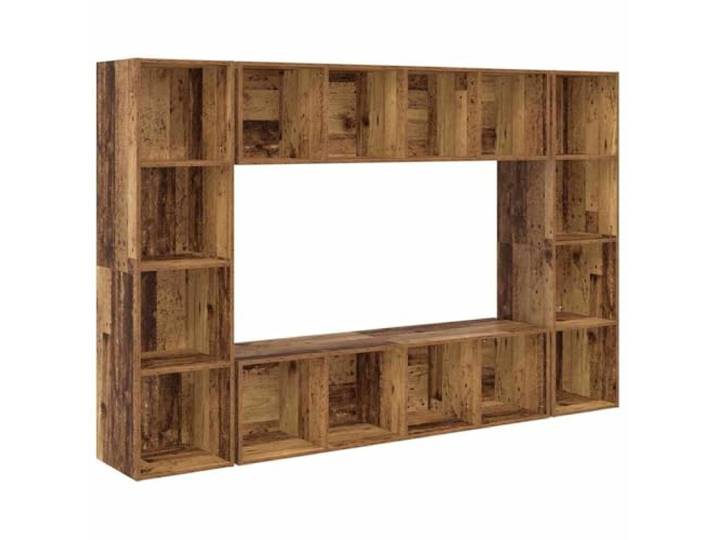 KTHLBRH TV-Möbel-Set, 4 Stück, braun, Holz, an der Wand Modernes Holzregal für den Innenbereich, Wandmontage, 22,3 kg