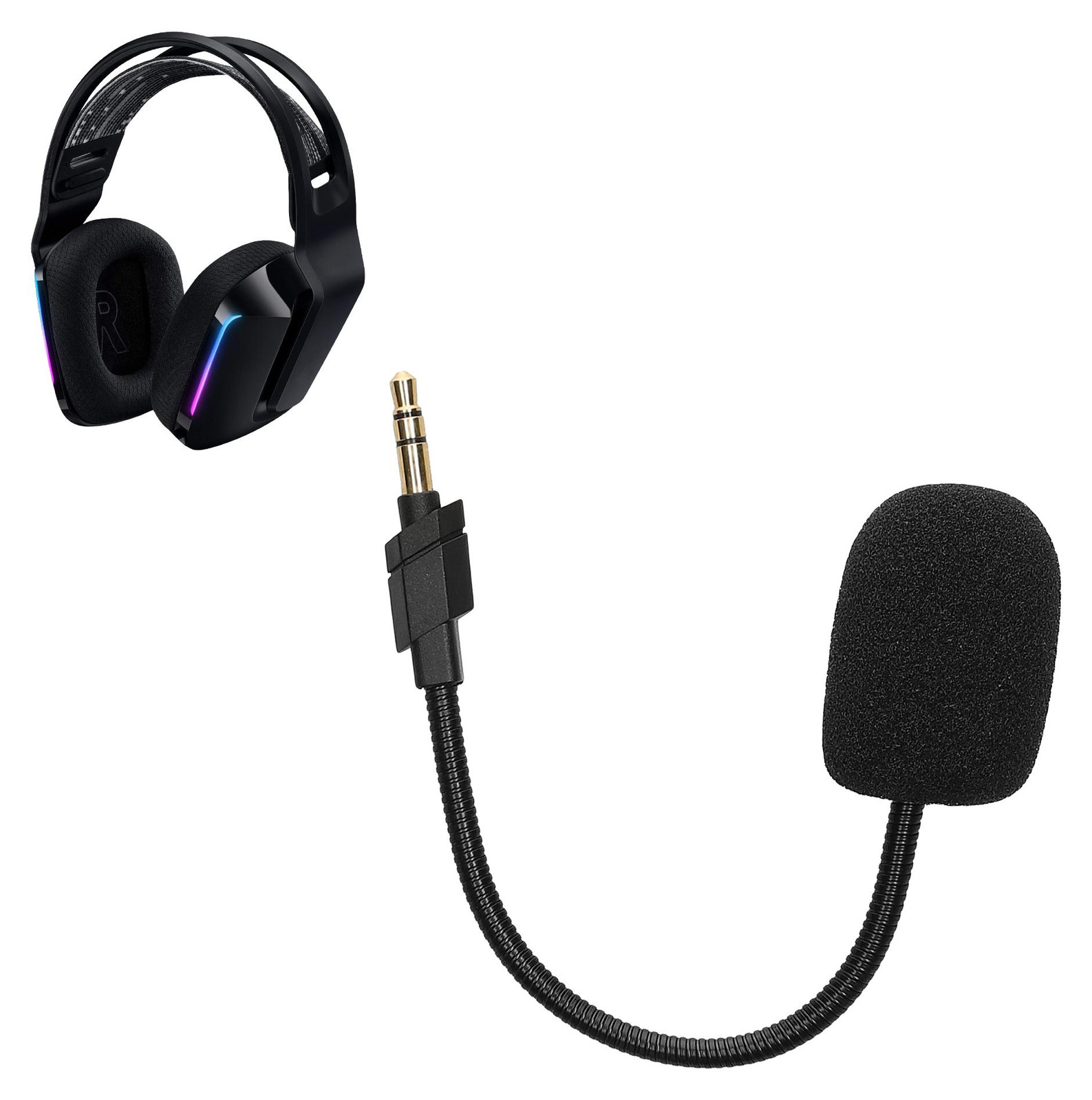 kwmobile Vervangingsmicrofoon voor Logitech G733 - Flexibele microfoonarm met 3,5 mm stekker, zwart