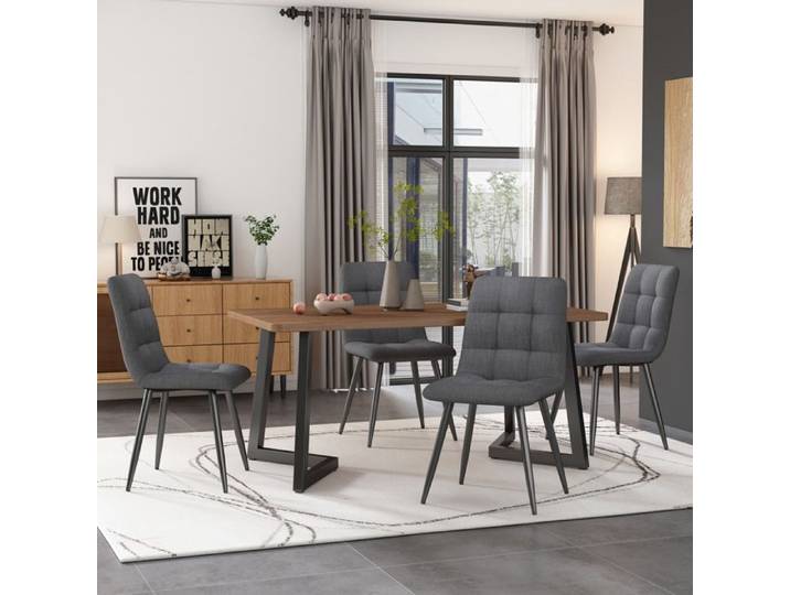 Table à manger rectangulaire 117x68 cm noir et noyer piètement métal MDF