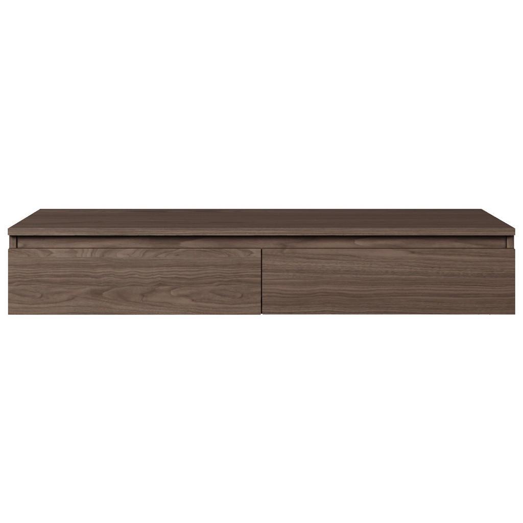 Selsey Hängeschreibtisch, Dunkelbraun, Holzwerkstoff, 2 Schubladen, Rechteckig, 120x19x50 cm, Arbeitszimmer, Schreibtische, Bürotische