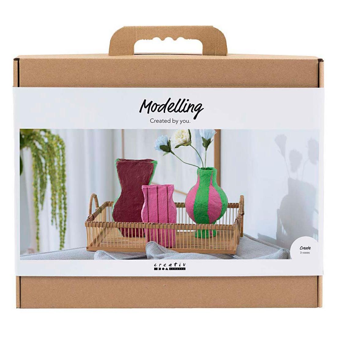 Creativ Company Maxi Craft Kit Modelling - Papier-mâché pulp vases - assorted colours (977837) (977837)