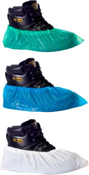 Cubrezapatos - calças de polietileno rugoso com certificado CE: Cor verde, azul ou alvo (100 Unidades)