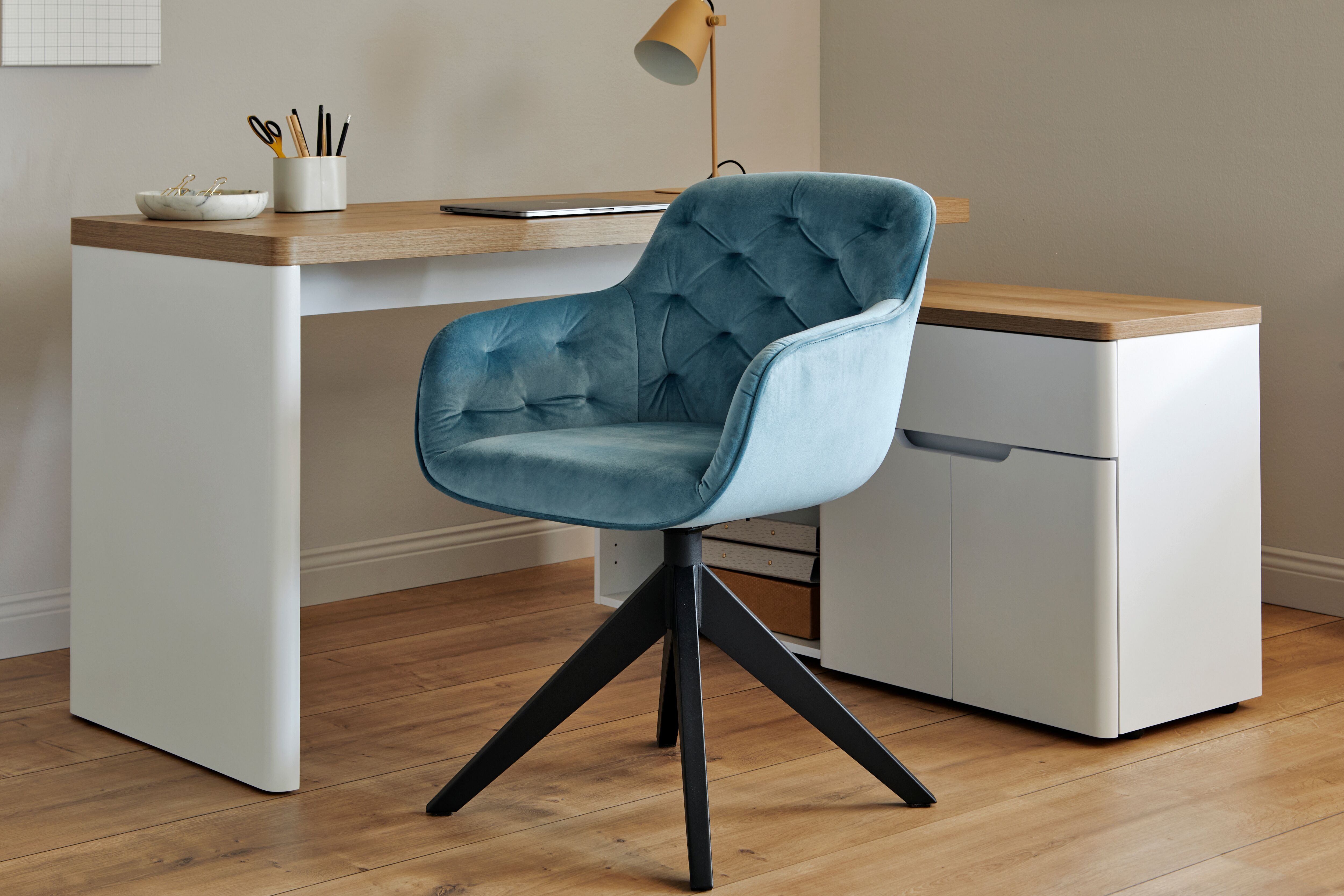 Schalenstuhl JAHNKE "KENSINGTON TWIST LOCK", blau (hellblau, schwarz, hellblau), B:57,5cm H:80,5cm T:59,5cm, Polyester, Stühle, Schalenstuhl, Twistlock - dreht sich in Ausgangsposition zurück hellblau, schwarz, hellblau B/H/T: 57,5cm x 80,5cm x 59,5cm, 1 