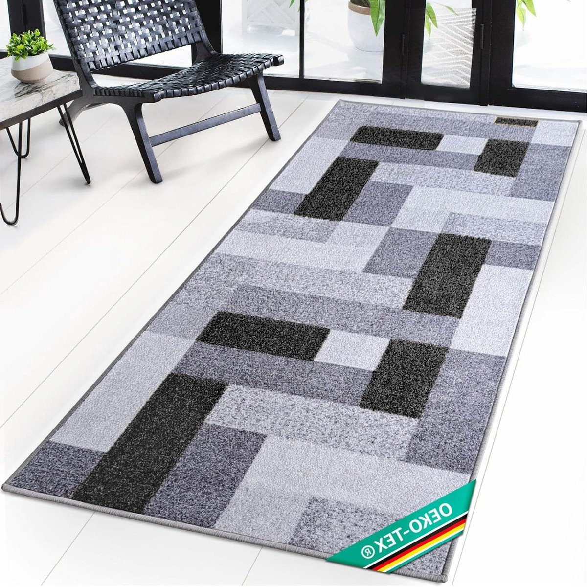 Vloerkleed Runner New York Antraciet voor Hal, Gang en Keuken