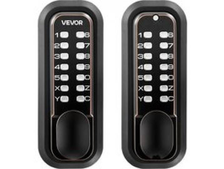 VEVOR Mechanisches Codeschloss mit Doppelseitigem Tastenschloss (4- bis 7-stelliger Code), Schlüsselloses Türschloss mit Türknauf & Automatischer Verriegelung, für Haustüren Garagen, Ölgebronzefarben