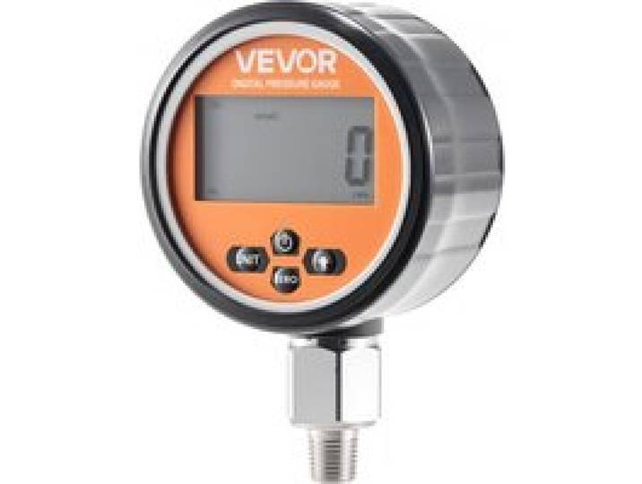 VEVOR Manomètre Hydraulique Numérique 0-10000 PSI 0-700 Bar, Jauge de Pression Hydraulique avec Entrée de Base NPT 6,35 mm, Boîtier en Inox, pour Excavatrices Machines de Construction Chantier