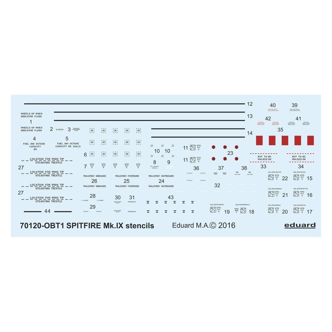 Eduard Spitfire Mk.IX stencils for (D72008)