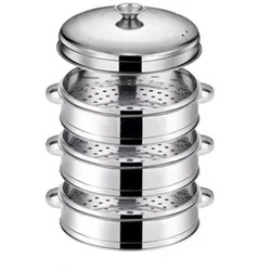3-lagiger Dampfgarer mit Deckel Ø27,4cm aus Edelstahl