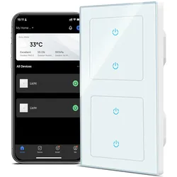 CURRYSMARTER 2Fach 1Weg WLAN Smart Lichtschalter 10A-2Fach