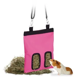 Relaxdays Heutasche für Kleintiere Pink,Schwarz