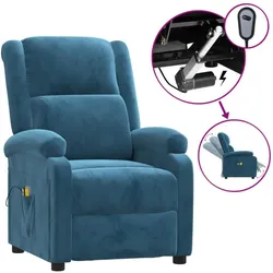 vidaXL, Sessel, Elektrischer Massagesessel Blau Samt
