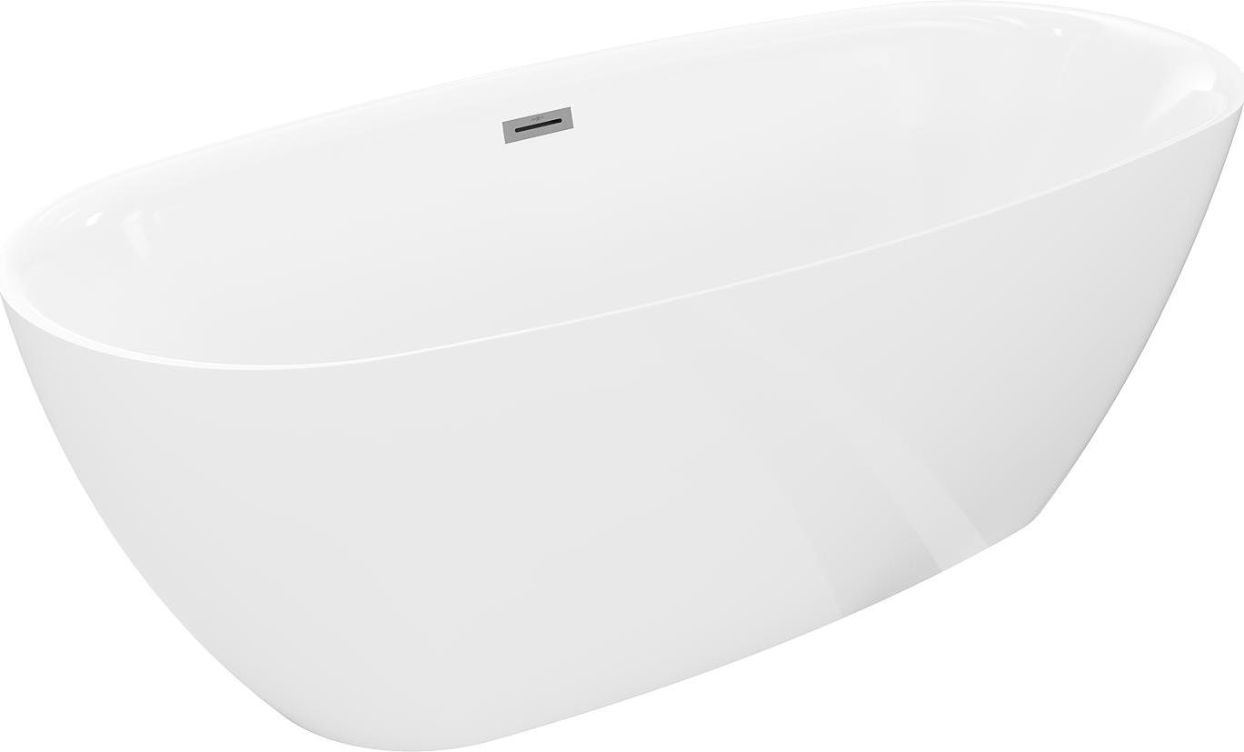 Mexen Luvo Slim freistehende Badewanne 170 x 75 cm, weiß, Überlauf Gun Metal - 52801707500-95