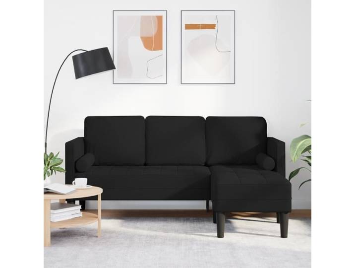 Canapé d angle 3 places Noir 160 cm Tissu