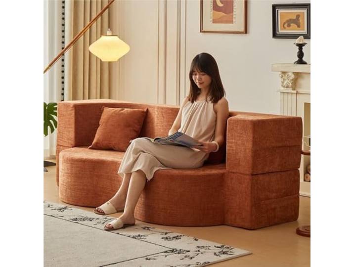 Waschbares modulares Schlafsofa aus Samt – doppelt faltbares Design Vielseitiges und stilvolles Schlafsofa aus Samt, perfekt for Wohn- und Schlafzimmer.(1.5M)