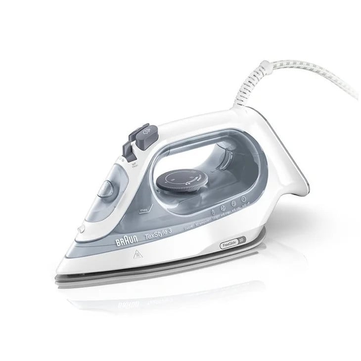 Braun TexStyle 3 stoomstrijkijzer grijs en wit met keramische zoolplaat