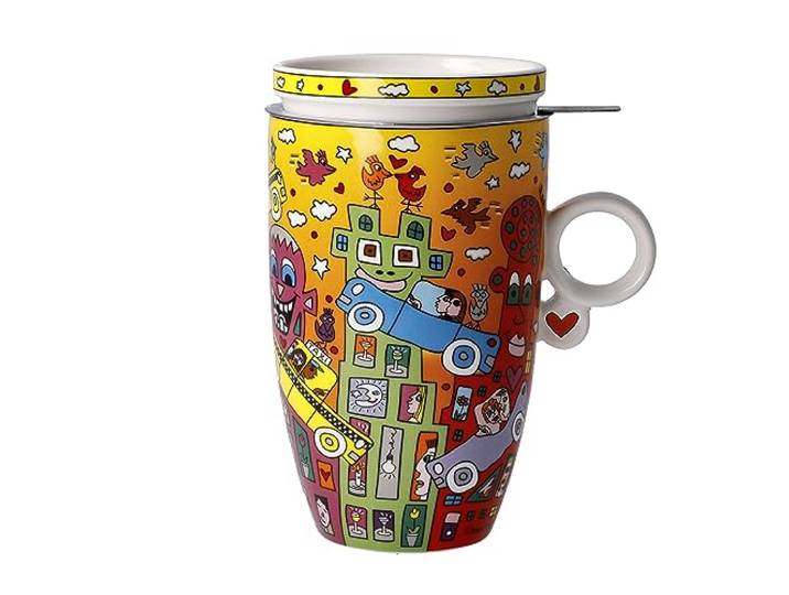 Goebel James Rizzi James Rizzi - Not Getting Around the Traffic - Theemok met deksel en zeef