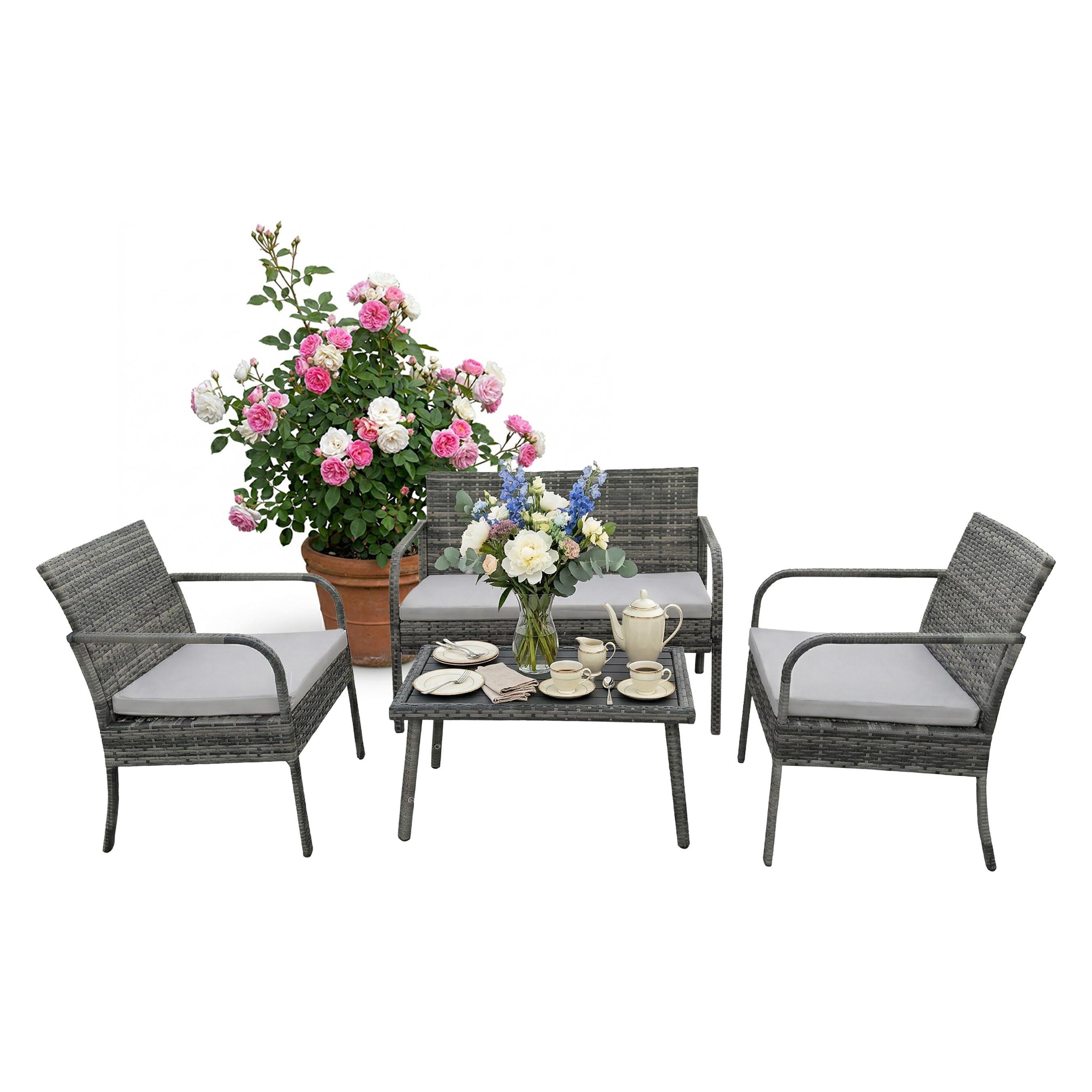 Relaxdays 4-tlg. Gartenmöbel-Set (4052025828004)