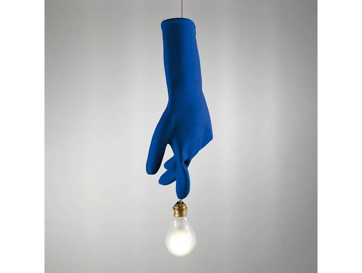 Ingo Maurer Designer Hängeleuchte Blue Luzy, dimmbar, blau, für Wohn- / Esszimmer, Kunststoff, Design