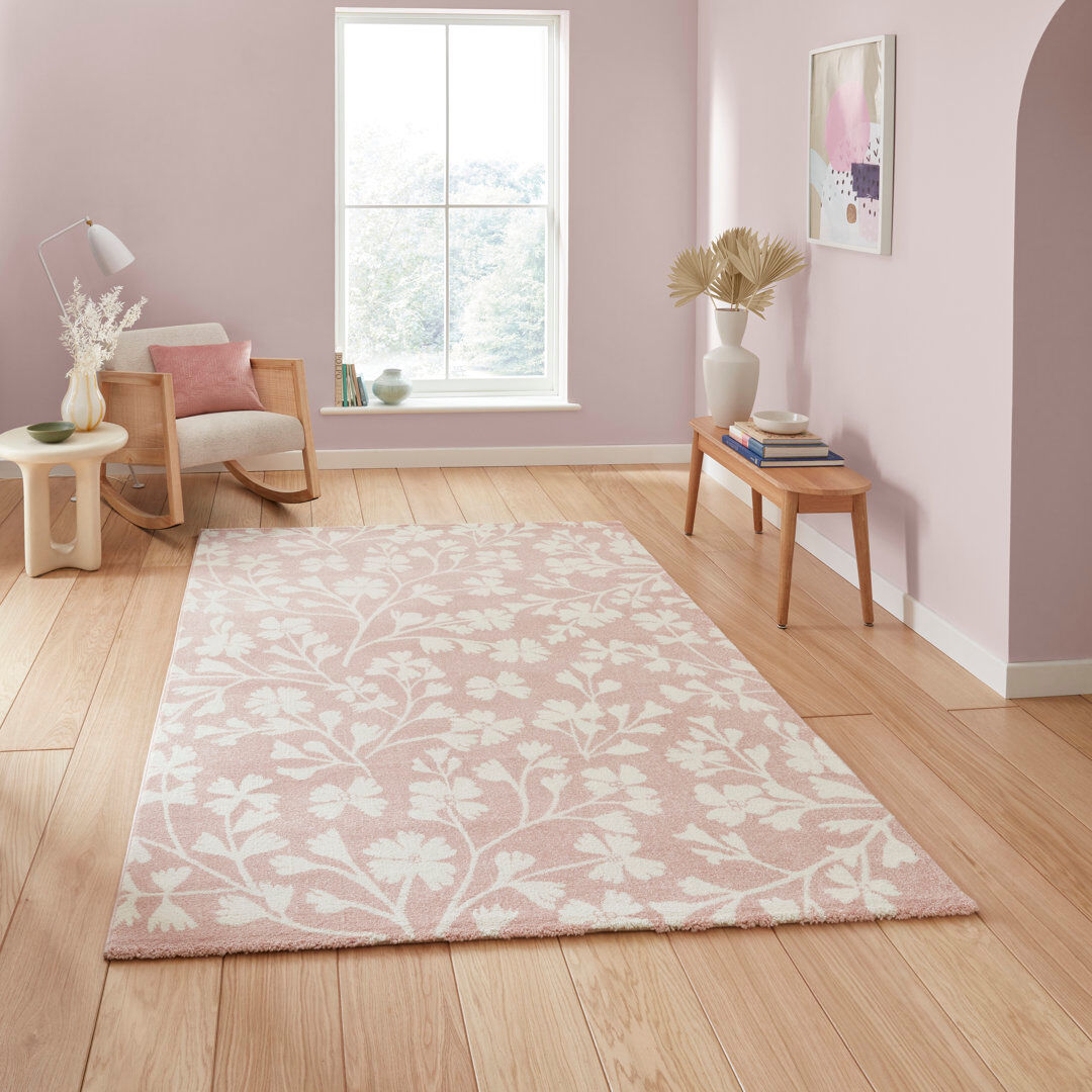 Catherine Lansfield Floral Area Rug Pink Rectangle 80 x 150 cm