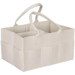 Relaxdays Baby Windel Caddy, 11 Fächer, entnehmbare Trenner, tragbare Filztasche, Auto & Wickeltisch Organizer, beige