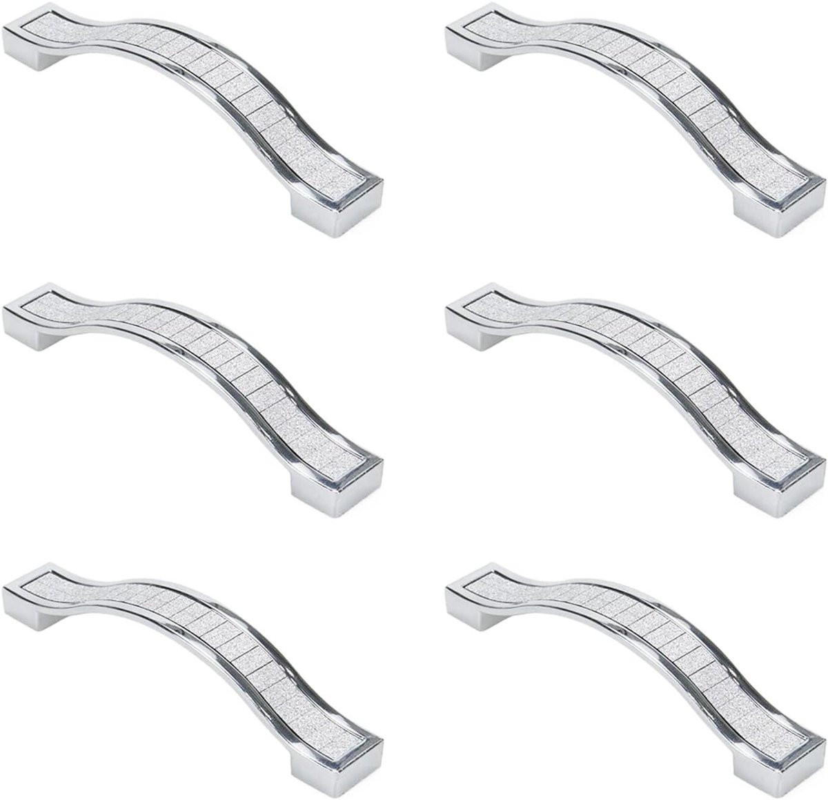 Zesdelige set Kristallen Kastgrepen en Lade Trekkers in Zilver met 96 mm Gatafstand