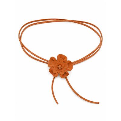 Taillengürtel "Blüte", Damen, Gr. onesize, braun (cognac), Leder, COLLEZIONE ALESSANDRO, unifarben, Basic, Gürtel, Lederband mit echt Leder Blüte