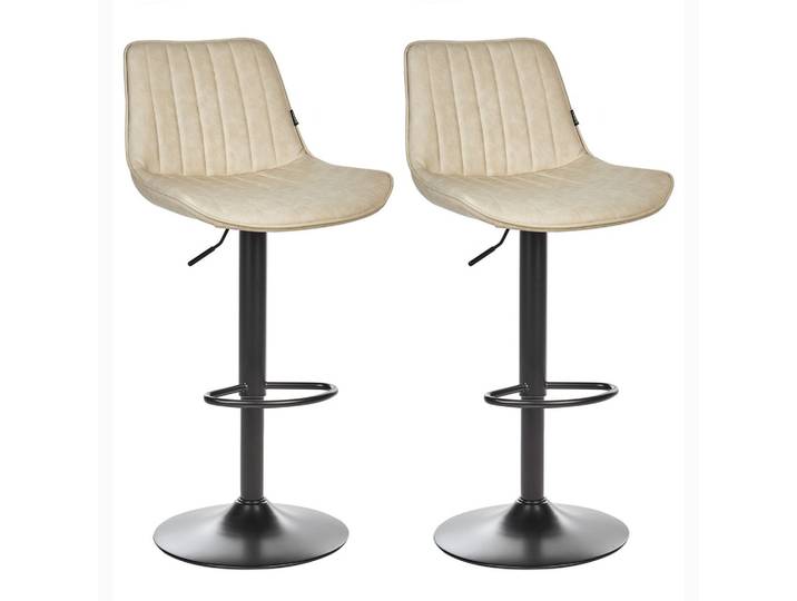 BARHOCKER 2er-Set Kunstleder Helles Beige Dubrovnik