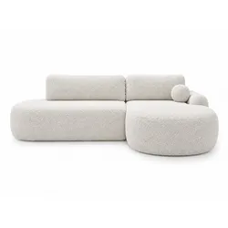ECKSOFA Aurio O Bouclé-Stoff Weiß Rechts
