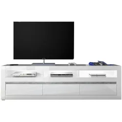 TV-LOWBOARD Hochglanz weiß, Flat-TV Unterschrank 217 cm mit Soft-Close-Funktion