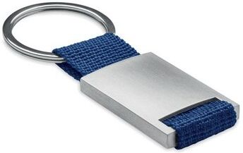 Porte-clés personnalisé rectangulaire TECH métal bleu