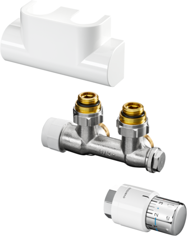 Oventrop Kit de raccordement Multiblock T 1184384 coin, design Inox , Multiblock T / Uni SH