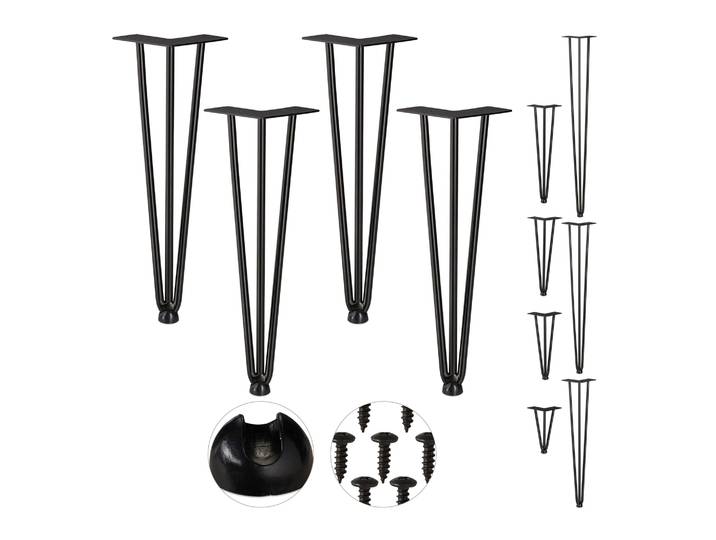 Hairpin Legs mit 3 Streben 4er-Set 40 cm Schwarz