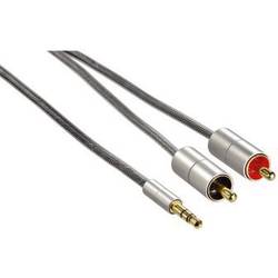 hama 00080864 Verbindungskabel AluLine Klinkenst. 3,5 mm, stereo - 2x Cinch-Stecker, 1m