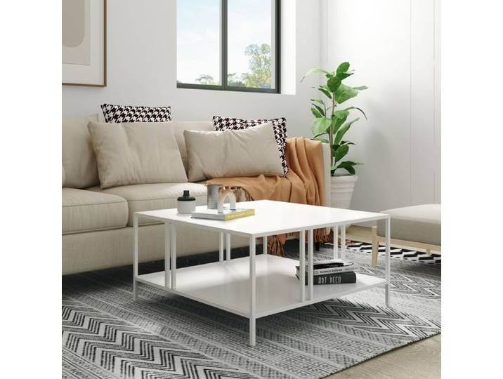 Table basse Kumlinge métal 40 x 80 x 80 cm blanc