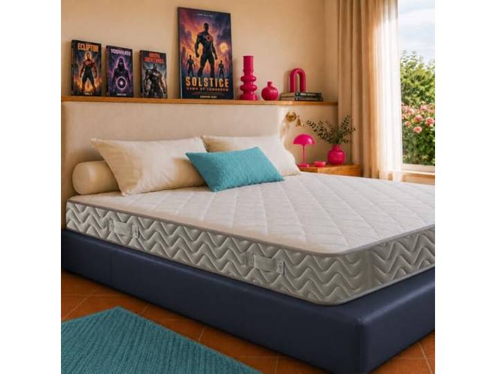 Matratze für Einzelbett, 95 x 200 cm, orthopädisch mit unterschiedlicher Tragfähigkeit, umdrehbar, feste und halbfeste Seite, Massage-Höhe 17 cm, gegen Rückenschmerzen, antiallergischer Stoff - Modell