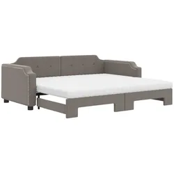 vidaXL Tagesbett Ausziehbar mit Matratzen Taupe 100x200 cm Stoff