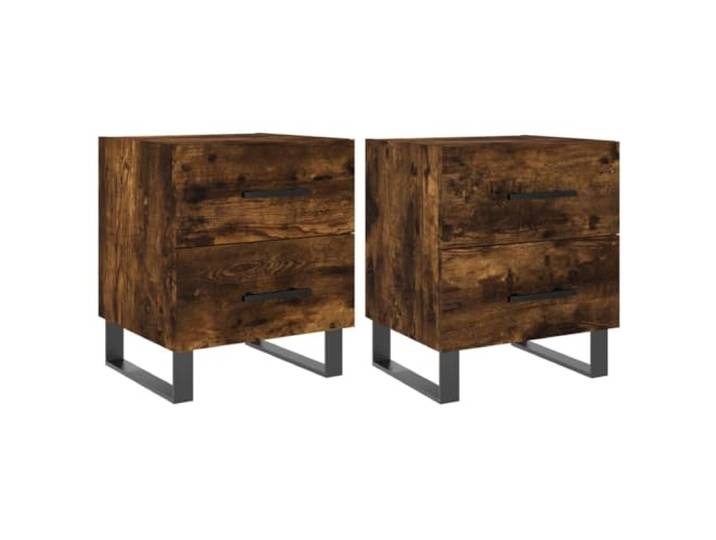 Heofavd Nachttische 2er Set Räuchereiche 40x35x47,5cm mit Metallfüßen