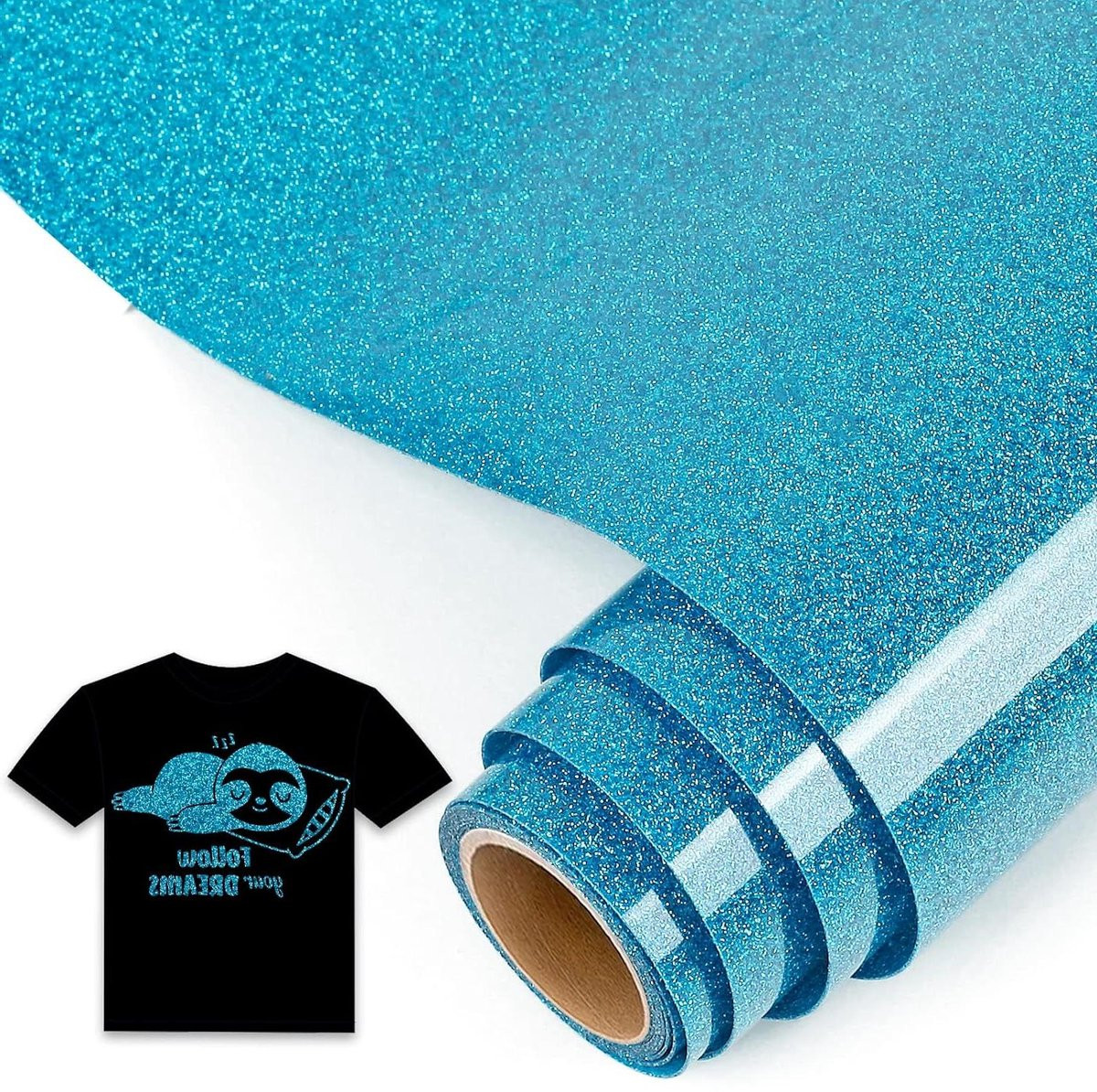 Blauwe Glitter Textiel Plotterfolie Flexfolie Vinyl voor Textiel Decoreren, 305 x 1525 cm