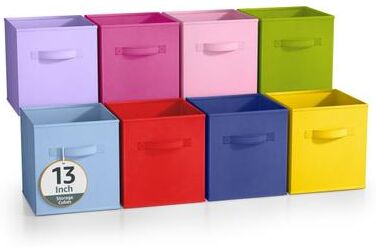 "Sorbus Fabric Storage Bins 13"" Set of 2 With 8 Foldable Storage Bins Foldable With Handles For Pantry, Cubbies, Toy Clothes- 8Pk"