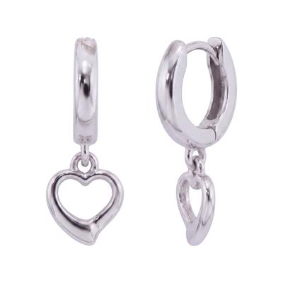 Paar Creolen JOBO, silber (silber 925), Ohrringe, Damen, Silber 925 (Sterlingsilber), Herz 925 Silber