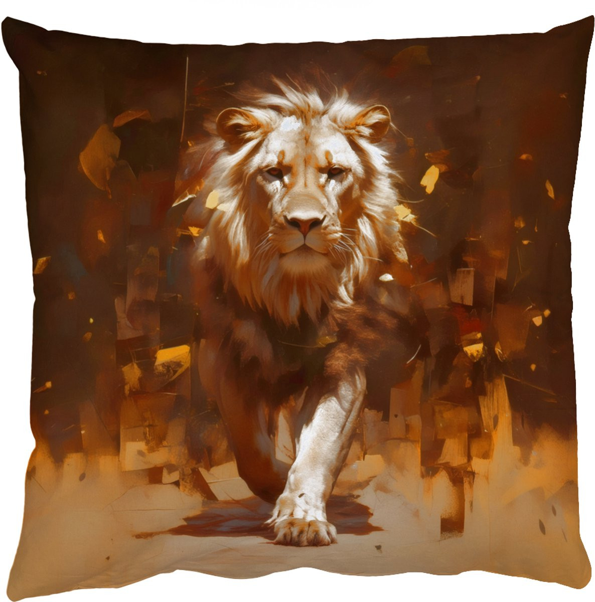 PillowMonkey Sierkussen Leeuw Abstract Geschilderd Goud 60x60 cm