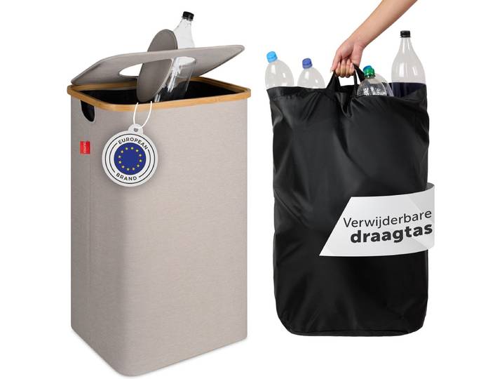 Blumtal - Afvalscheiding - Recycle afvalbak - 100L - Statiegeld container - Lege Flessen - Beige