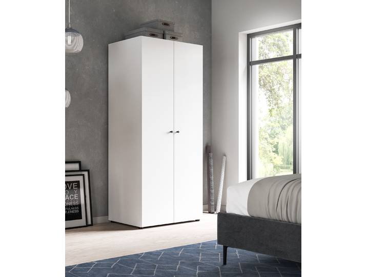 Armoire à portes battantes Darwin 80cm Blanc/Blanc