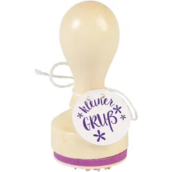 3x Heyda, Stempel, Motivstempel rund 'kleiner Gruss' 3,2cm