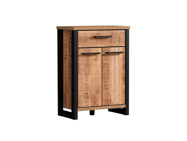 Mid.you Kommode Enna GD, Natur, Schwarz, Holzoptik, 2 Fächer, 1 Schublade(n) Schubladen, 73x100x39 cm, stehend, Wohnzimmer, Kommoden & Sideboards, Kommoden