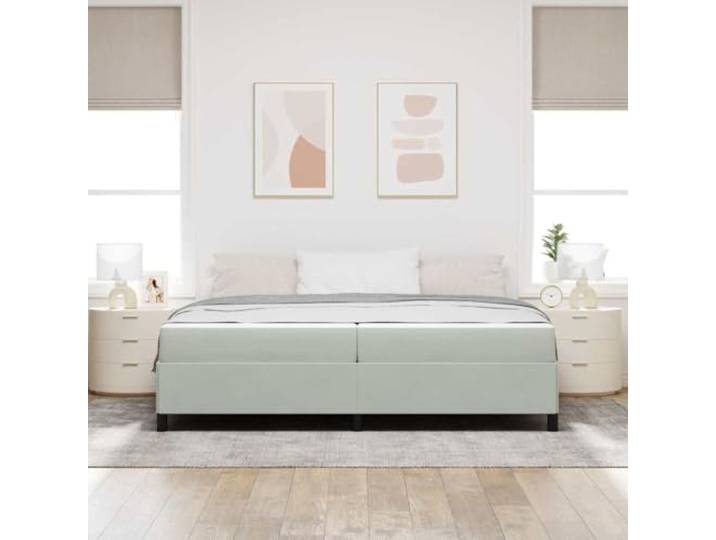 KTHLBRH Doppelbett Hellgrau 200 x 200 cm Minimalistisches Design, gepolsterter Stoff, moderne Struktur, geeignet für zeitgenössische Zimmer